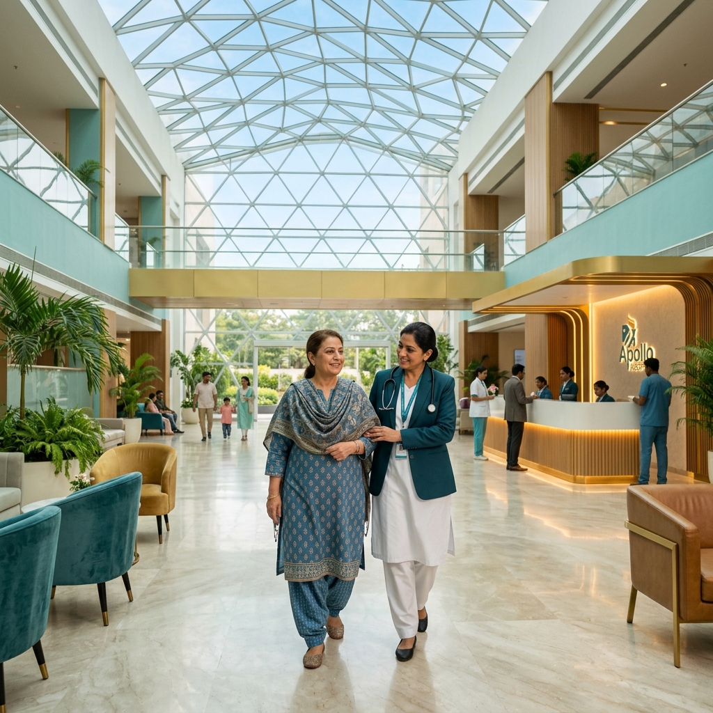 Doctor guiding patient at hospital